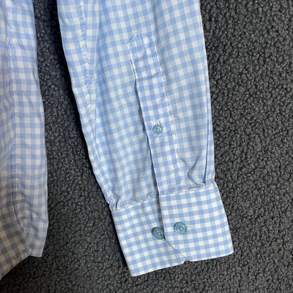 Eton Fine Twill Cotton Slim Check Button Up Shirt - Men's Size 43/17 - Blue - Picture 4 of 9